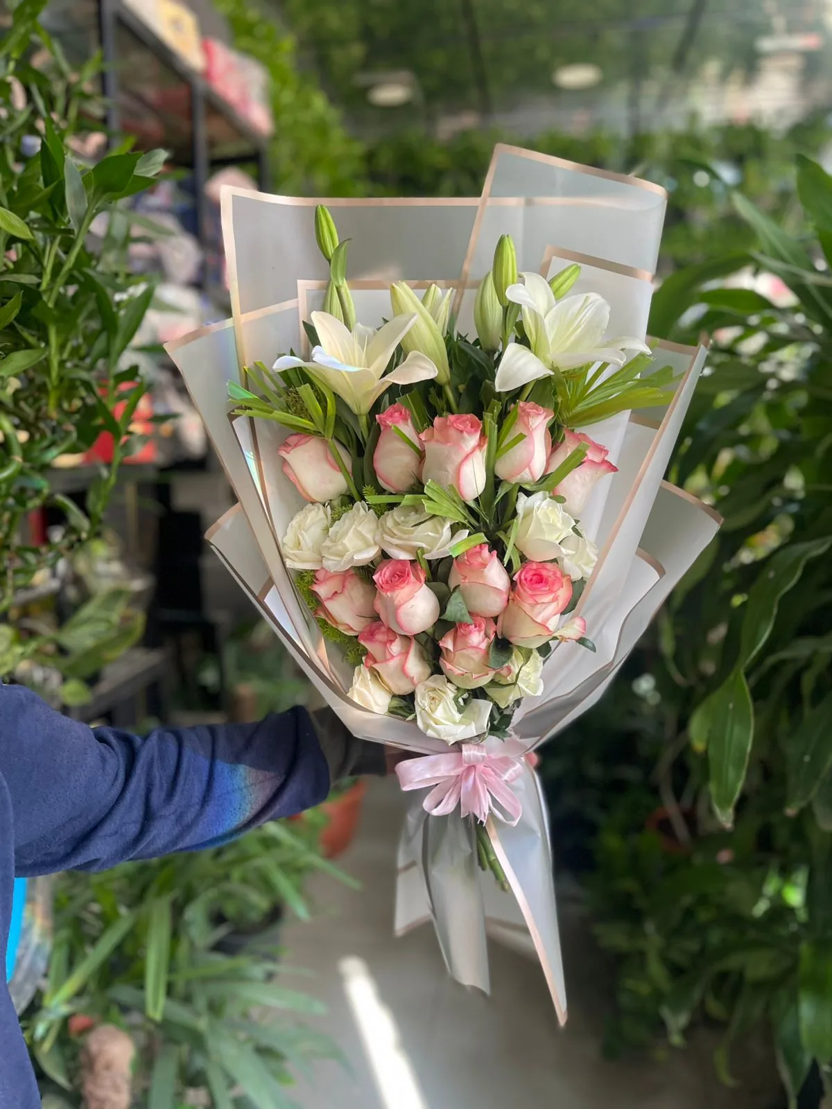 Pink Lily & Rose Bouquet