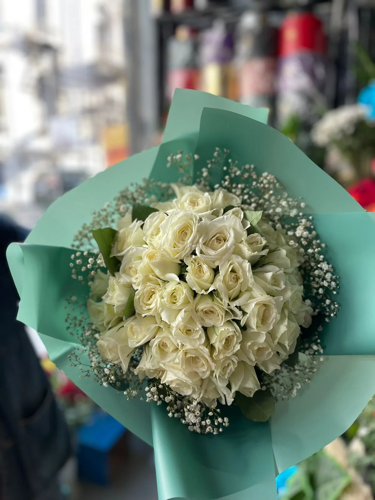 White Roses Teal Wrap